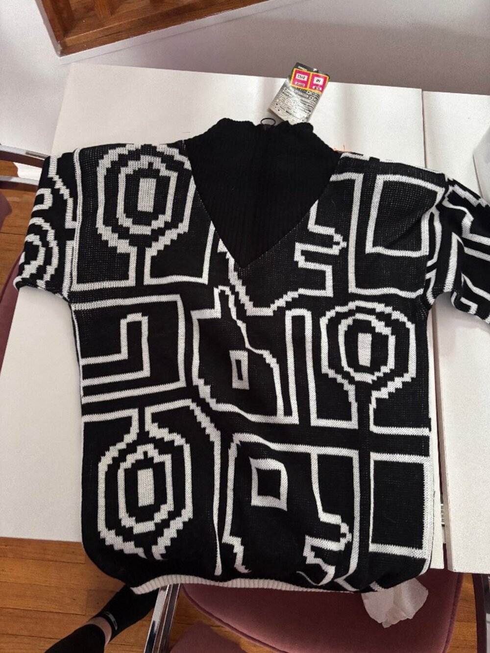 1980s Half-Zip Abstract Sweater